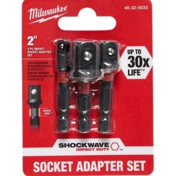 Milwaukee 48-32-5033 Power Drill Bit Extensions Shockwave Socket Adapter Set, 1/ - Picture 1 of 5
